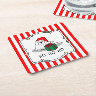 Porta-copo De Papel Quadrado Papai Noel Maltês de Natal Engraçado