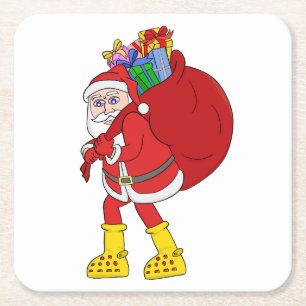 Porta-copo De Papel Quadrado Papai Noel Vestindo Big Yellow Boots