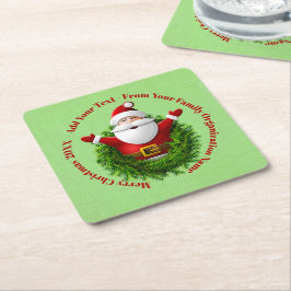 Porta-copo De Papel Quadrado Papais noeis Anunciando Seu Nome De Texto Ano Verd