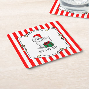 Porta-copo De Papel Quadrado Papais noeis de Natal Bichon Frise Dog Cute