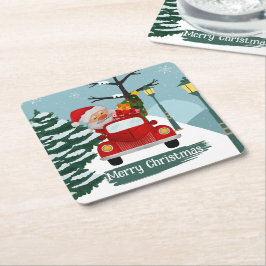 Porta-copo De Papel Quadrado Papais noeis de Natal bonitos Porta copos de papel