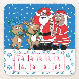 Porta-copo De Papel Quadrado Papais noeis de Natal Sra. Claus of Color