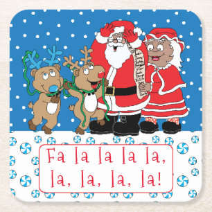 Porta-copo De Papel Quadrado Papais noeis de Natal Sra. Claus of Color