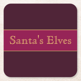 Porta-copo De Papel Quadrado PAPAIS NOEIS ELVES Divertidos Burgundy Vermelho Fe