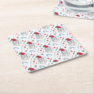 Porta-copo De Papel Quadrado Papais noeis ilustram os toques de Natal