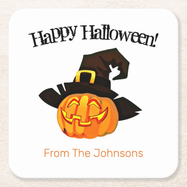 Porta-copo De Papel Quadrado Papéis de bruxa-de-bruxa-bruxa (Frente)