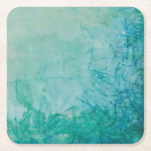 Porta-copo De Papel Quadrado Papel com abstrato azul, verde, e preto da pintura