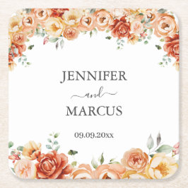 Porta-copo De Papel Quadrado Papel de Apoio de Casamento Floral Elegante
