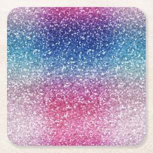 Porta-copo De Papel Quadrado Papel de embrulho com brilho rosa azul ombre