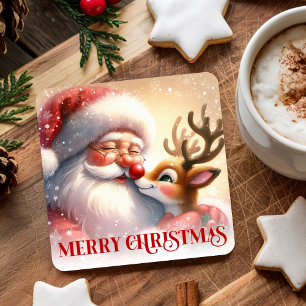 Porta-copo De Papel Quadrado Papel de Natal para Crianças Apoios de Copo Papai
