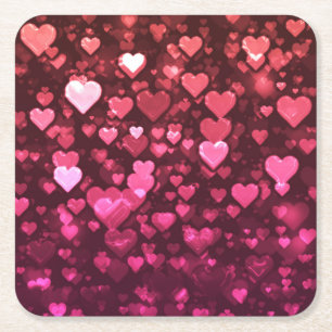 Porta-copo De Papel Quadrado Papel de parede digital sobre coração cor-de-rosa