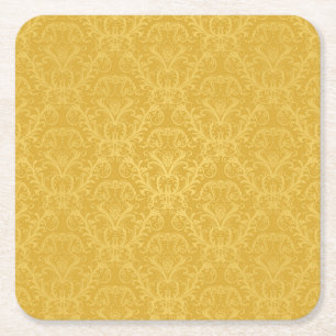 Porta-copo De Papel Quadrado Papel de parede floral dourado luxuoso