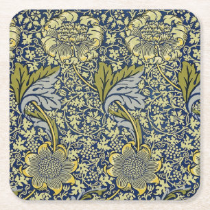 Porta-copo De Papel Quadrado Papel de Parede Floral William Morris Kennet Azul