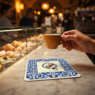 Porta-copo De Papel Quadrado Papel de Sobremesa Cannoli de Azulejo Siciliano