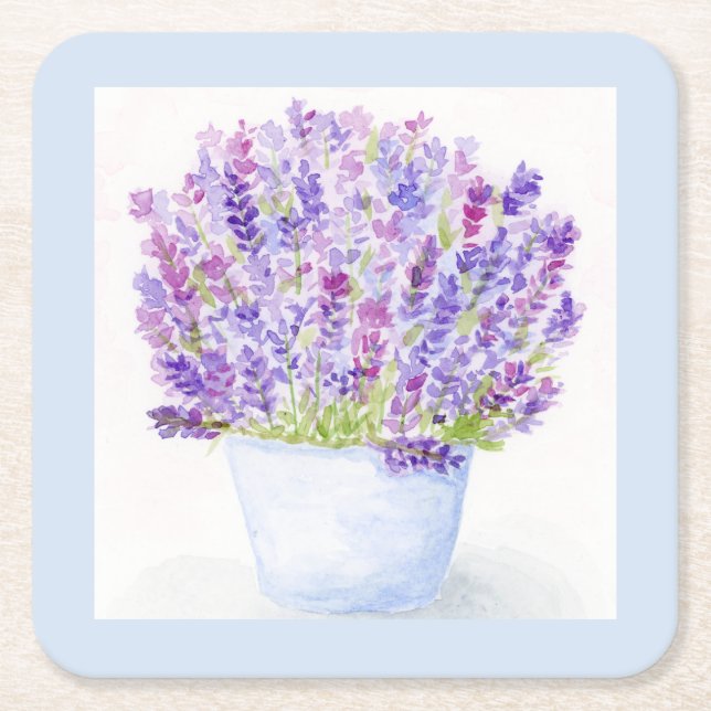 Porta-copo De Papel Quadrado Papel flexível para Lavanda de aquarelas com pintu (Frente)