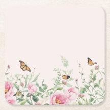 Papel Floral de Peônia e Borboleta em Aquarela Ele