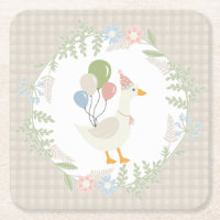 Papel Floral Gingham Floral de Ganso Bobo Beige