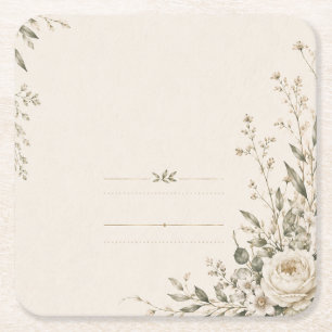 Porta-copo De Papel Quadrado Papelaria de Casamento com Charme Botânico Natural