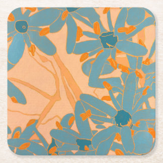 Porta-copo De Papel Quadrado Paper Coaster Contemporary Leaf Design in Peach