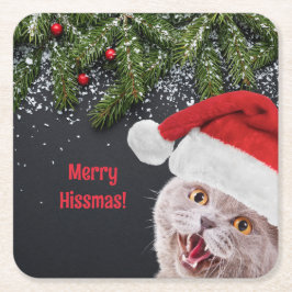 Porta-copo De Papel Quadrado Paper Coaster, Merry Hissmas 