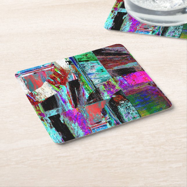 Porta-copo De Papel Quadrado Paper Coaster – Neon Pulse (Inclinado)