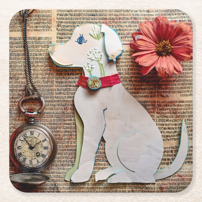 Porta-copo De Papel Quadrado Paper Dog Coaster (Frente)