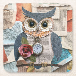 Porta-copo De Papel Quadrado Paper Owl Coaster