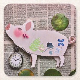 Porta-copo De Papel Quadrado Paper Pig Coaster
