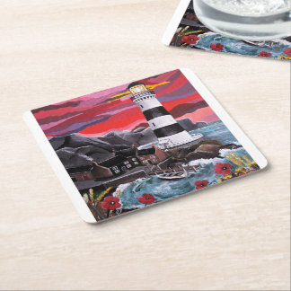 Porta-copo De Papel Quadrado Papoulas pelo Farol Pintura de Alfred Fox