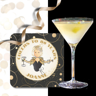 Porta-copo De Papel Quadrado Para seu Dourado "Black Cheers" para 80 Brinde de