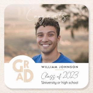 Porta-copo De Papel Quadrado Parabéns Classe de Formando de 2023