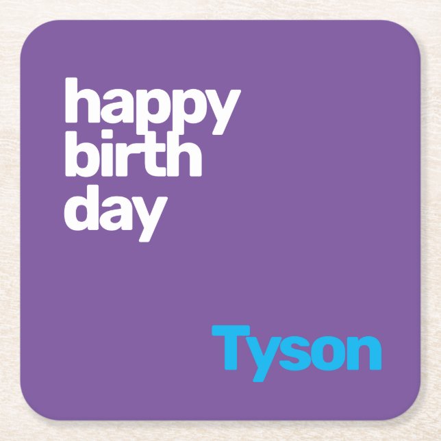 Porta-copo De Papel Quadrado Parabéns, festa moderna e simples (Frente)