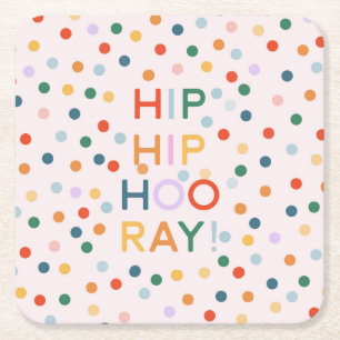 Porta-copo De Papel Quadrado Parabéns Hip Hip Hooray Formando Aniversário