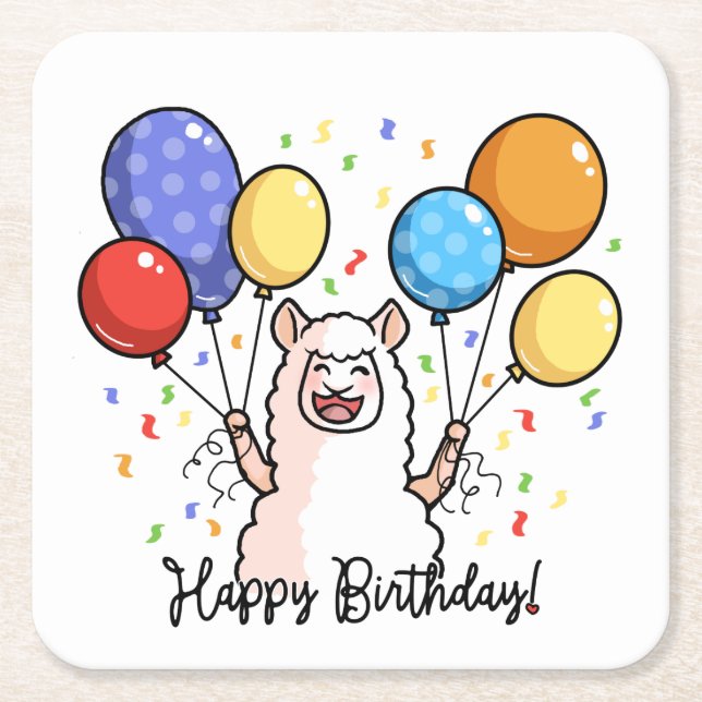 Porta-copo De Papel Quadrado Parabéns Llama (Frente)