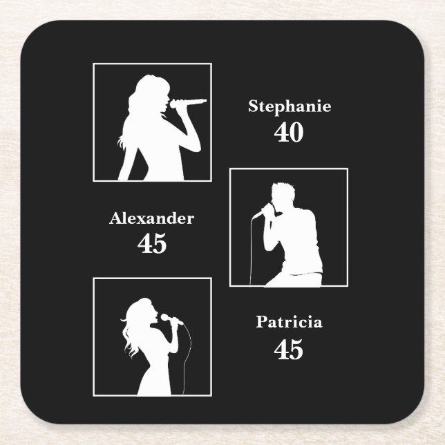 Porta-copo De Papel Quadrado Parceiro Aniversário triplicou o divertido negro m (Frente)