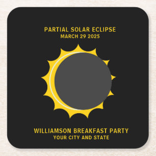 Porta-copo De Papel Quadrado Parcial Solar Eclipse março de 2025 Personalizado