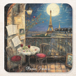 Porta-copo De Papel Quadrado Paris Romântica França Ilustração Torre Eiffel