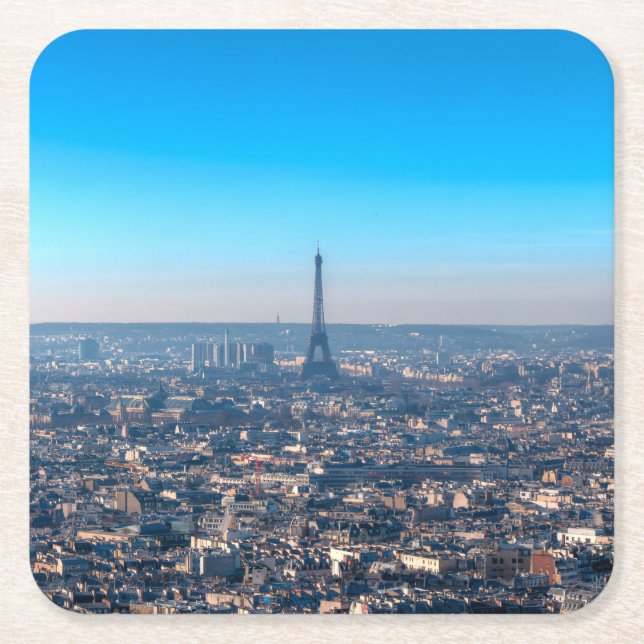Porta-copo De Papel Quadrado Paris Skyline (Frente)