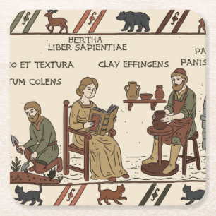 Porta-copo De Papel Quadrado paródia da tapeçaria de bayeux
