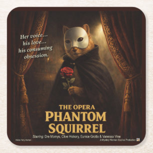 Porta-copo De Papel Quadrado Paródia de Esquilo Fantasma da Ópera