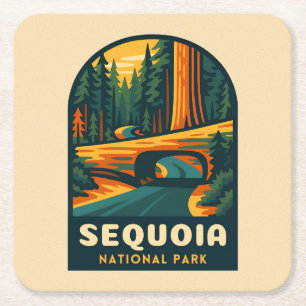 Porta-copo De Papel Quadrado Parque Nacional da Sequoia de Viagens vintage Retr