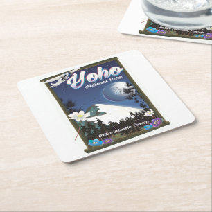 Porta-copo De Papel Quadrado Parque Nacional Yoho Canadá Cartaz de viagem vinta