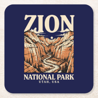 Porta-copo De Papel Quadrado Parque Nacional Zion Falésias Vermelhas