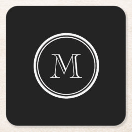 Porta-copo De Papel Quadrado Parte alta preta inicial do monograma colorida