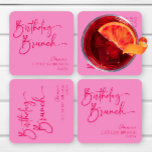 Porta-copo De Papel Quadrado Partido Birthday minimalista moderno, rosa quente<br><div class="desc">Estas são Portas copos de papel moderno minimalista de Birthday Brunch Party!</div>