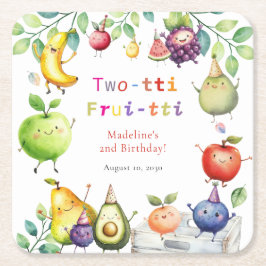Porta-copo De Papel Quadrado Partido da segundo aniversário de Duas Tti Frutti