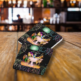 Porta-copo De Papel Quadrado Partido da Véspera de Ano Novo Espirita Fundo Negr