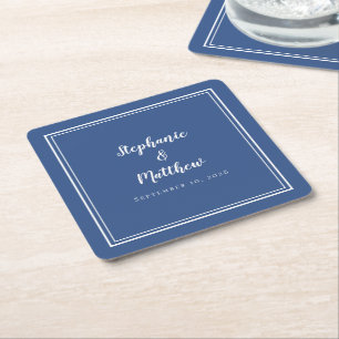 Porta-copo De Papel Quadrado Partido Moderno Minimalista do Casamento Branco Az