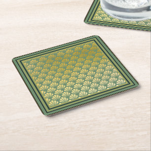 Porta-copo De Papel Quadrado Partido Padrão do Ventilador Trendy Emerald Art D