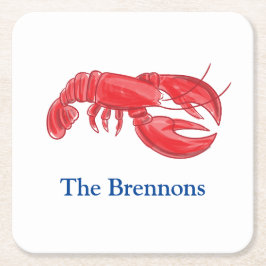 Porta-copo De Papel Quadrado Partido Personalizado da Lagosta Vermelha